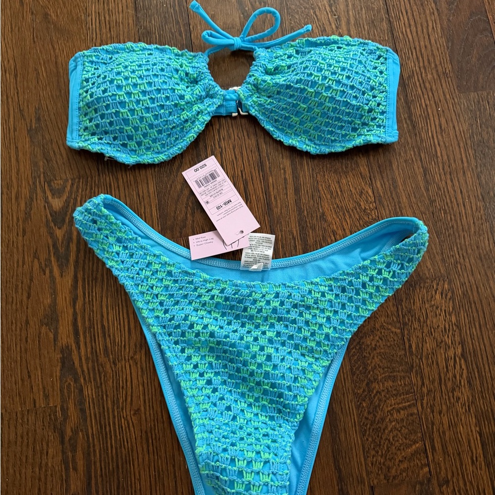 Wild Fable Blue and Green Bikini Set